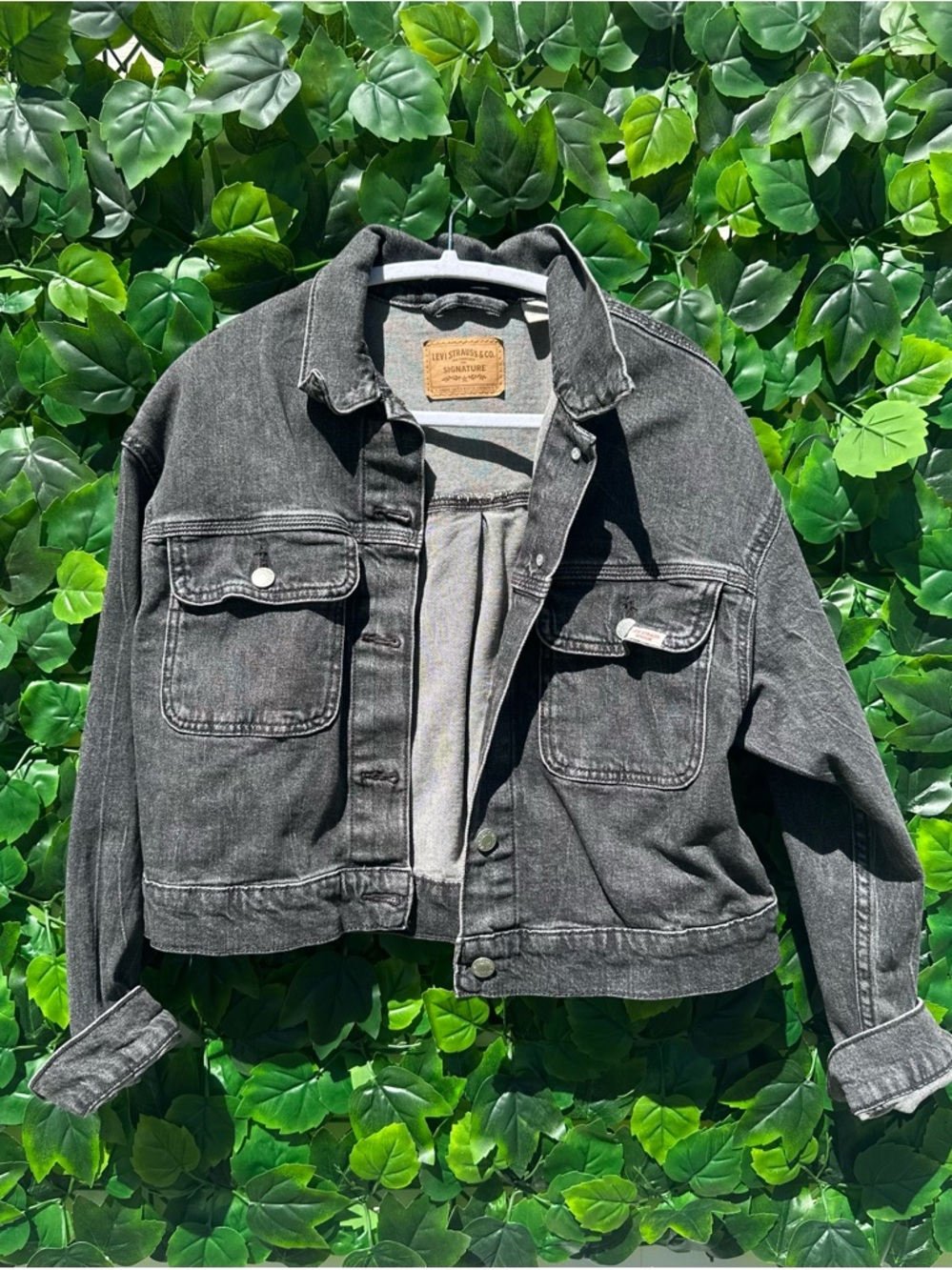Levi's Black Washed Crop Jean Jacket